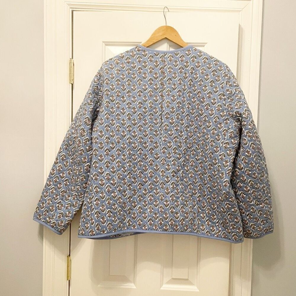 J. Crew Quilted Jacket Block Printed Floral Size 20 Button Front Cottagecore - Picture 4 of 8
